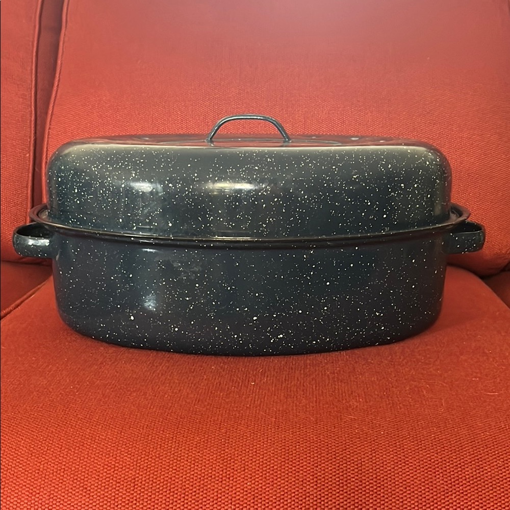 Speckled Blue Enamel Roaster Pan